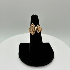 Women's Ring Size 6 Gold Tone Crystal Fan Bypass Statement Ring